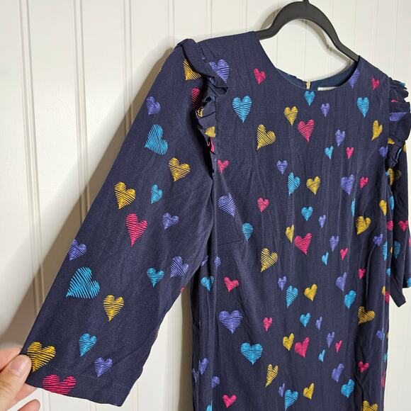 Modcloth Sugarhill Boutique Love Me Doodle Heart Print Shift Dress Sz 2 Kidcore - Picture 3 of 8